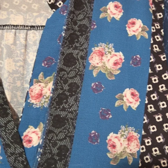 Simply Couture Dress Womens L Large Blue Boho 3/4 Sleeves V-Neck Knee Length - Picture 3 of 8